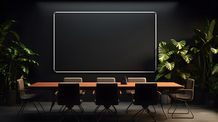 Modern conference room interior with black walls