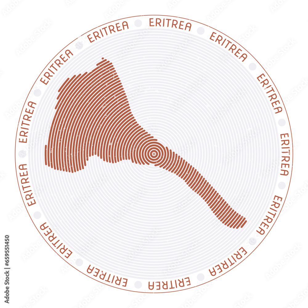 Poster eritrea shape radial arcs. country round icon. eritrea logo design poster. elegant vector illustrati