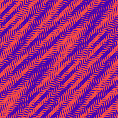 Abstract vector geometric seamless pattern with diagonal fading lines, tracks, halftone stripes. Sport style illustration, urban art. Graphic texture in trendy neon red and purple color. Modern design