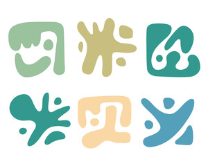 Abstract shapes, trendy modern organic silhouettes,nature simple aesthetic elements.Geometric contemporary collage, boho curves wavy decor.Isolated.Vector illustration