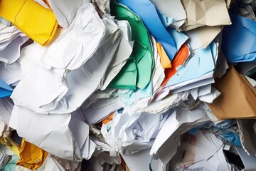 collection of paper waste set aside for recycling