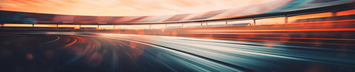 Zelfklevend Fotobehang Dynamic blurred image of a fast-paced race track. © Lidok_L