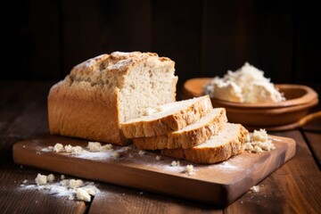 pile of gluten-rich bread on a wooden chopping board