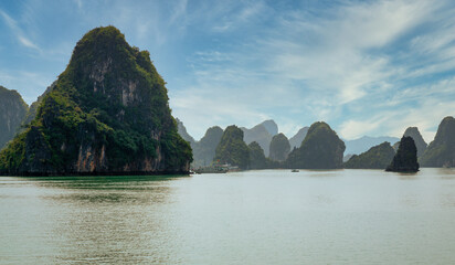 View of some of the 1,600 limestone island, that looks like something right out of a movie. UNESCO...