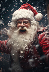 Merry Santa Claus spreading New Year cheer