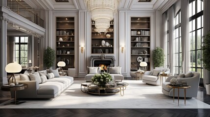 3D Rendering of a Luxurious Lounge Room.