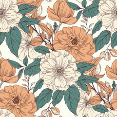 Seamless floral background pattern.  - 659555842