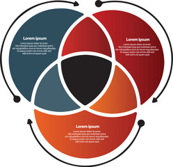 Fototapeta premium Venn diagram infographic templates for presentations, advertising, layouts, annual reports.