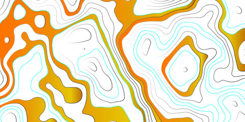 Abstract colorful wavy topographic map and curved lines background. Abstract geographic wave grid line map. Abstract topography relief. vector illustration.