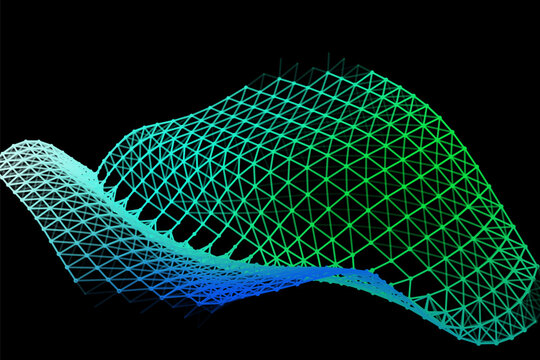 Vector background of net cells. Fish football sport syrface. Fluid flow on wind. Flag fabric data processing.