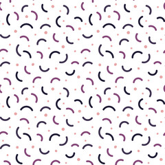 Colorful squiggle party seamless pattern. Cute elements. doodle background illustration of autumn celebration decoration and childish creative abstract scribbles on white