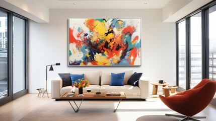 A lively, abstract masterpiece as the focal point of a room.