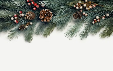 Christmas banner with fir branches and place for text.
