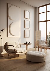 contemporary minimalist beige room interior