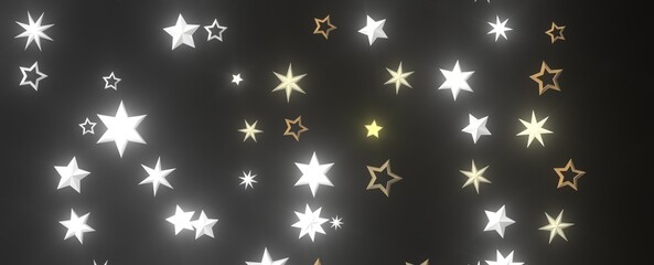 Falling Christmas Luminaries: Magnificent 3D Illustration Showcasing Falling Holiday Celestial Bodies