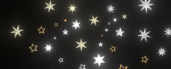 Holiday Stardust Rain: Brilliant 3D Illustration Showcasing Descending Christmas Stars