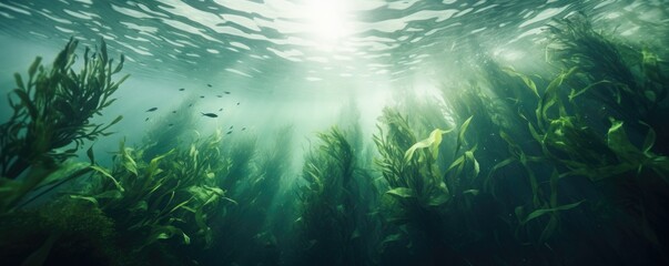 seaweed underwater ocean background banner - obrazy, fototapety, plakaty