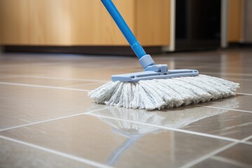 wet mop wiping dust off a tiled floor