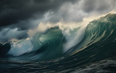 sea wave during storm in atlantic ocean