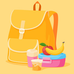 School lunch boxes. Packed lunch or snack. Container for carrying food. Vector illustration