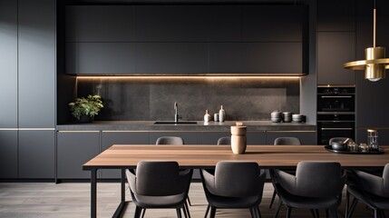 A sleek culinary space with a glass backsplash and minimalist hardware.