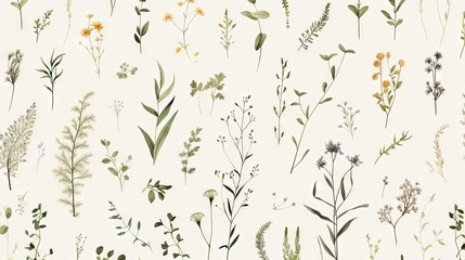  a bunch of plants that are on a white surface with a white background.  generative ai