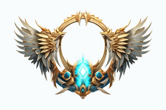 Game avatar wings digital circle. Shape badge. Generate Ai