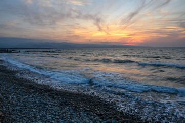 Mediterranean sunset in autumn 2023, beach in the evening 14