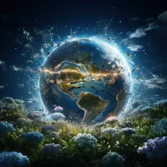 Crédence de cuisine en verre imprimé Pleine Lune arbre earth in space