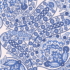 Seamless Paisley pattern in indian textile style. Floral vector illustration