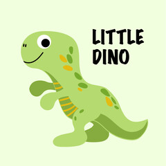 Cute dino children doodle print, vector illustration. Good for T-shirt print, poster, card.