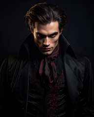 Obraz premium Portrait of a Man Dressed in a Vampire Outfit-Halloween Costumes