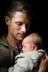 dad holding newborn son