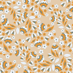 Obraz premium Cute flower seamless pattern. Floral vector texture