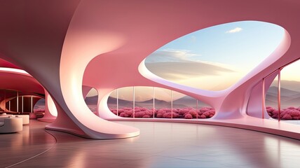 Fototapeta premium 3D Render of Contemporary Architecture with Empty Concrete Floor. Ideal for Car Presentations