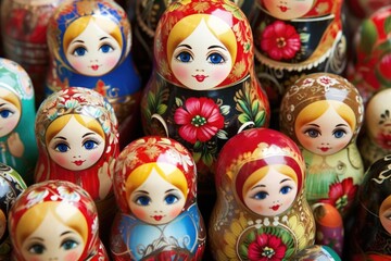 Fototapeta na wymiar a pile of traditional russian nesting dolls