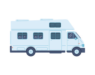 White camper van, mobile auto house bus, vector transportable caravan dwelling for road travel trip