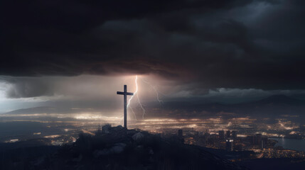 Obraz premium Symbol of the cross and Jesus in religion