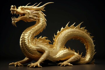 Gold dragon. China asian festival. Generate Ai