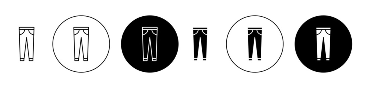 Pants trousers vector icon set. Jogger girl jogging pant sign for UI designs.