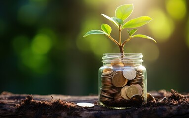 Plant Growing In Savings Coins