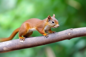 Naklejka na ściany i meble a playful squirrel prancing along a tree branch
