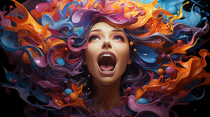Obraz premium Abstract illustration of explosive love human feelings.