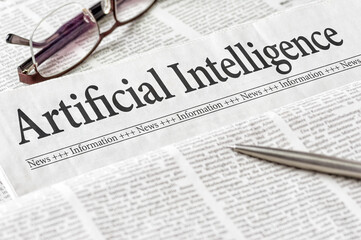 A newspaper with the headline Artificial Intelligence