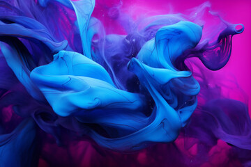 Splash of purple, pink, azure and turquoise  color paint, Colorful ink explosion background.