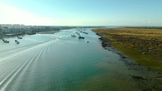 A marina in the river basin