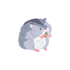 Cute hamster character pet for pet care, flat vector illustration isolated.
