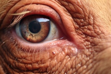 close shot of a pigs inflamed eye