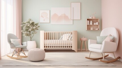 A harmonious blend of pastel tones in a tranquil nursery.