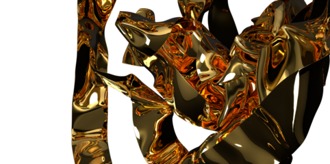 Golden Weave: Abstract 3D Gold Cloth Illustration with Intricate Patterns